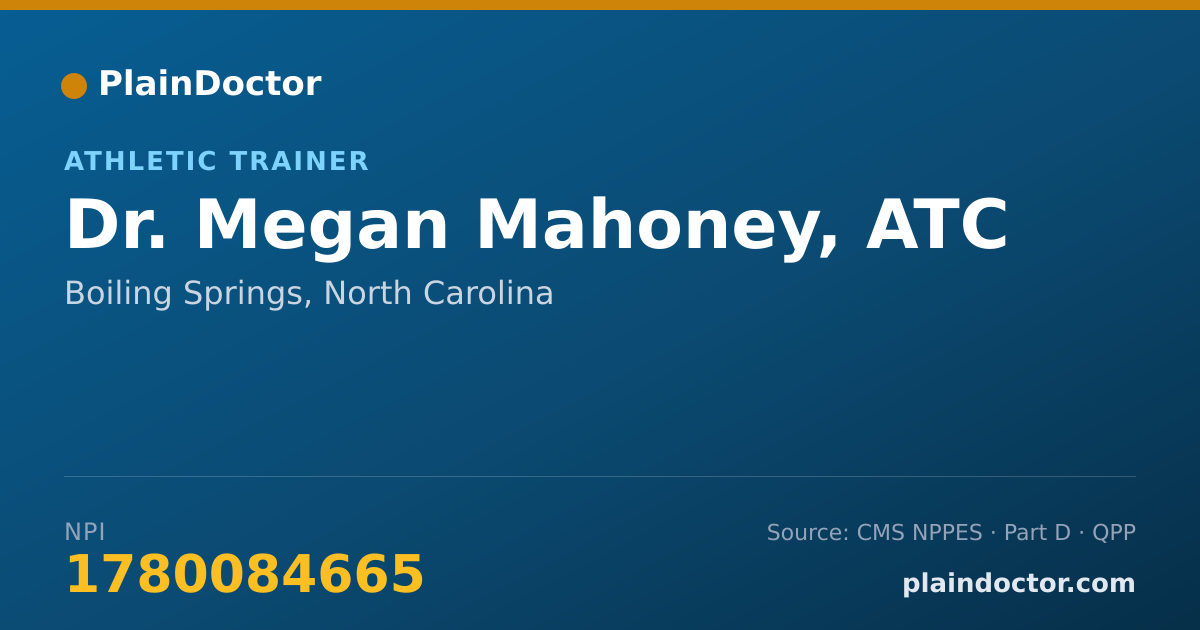 Shareable card for Megan Mahoney, ATC - Athletic Trainer, Boiling Springs, NC