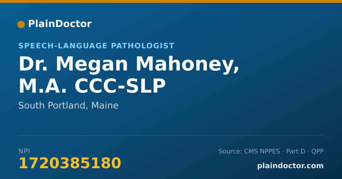 Shareable card for Megan Mahoney, M.A. CCC-SLP - Speech-Language Pathologist, South Portland, ME