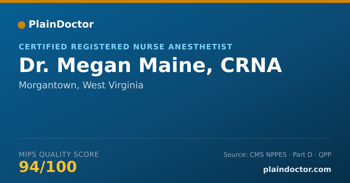 Shareable card for Megan Maine, CRNA - Certified Registered Nurse Anesthetist, Morgantown, WV
