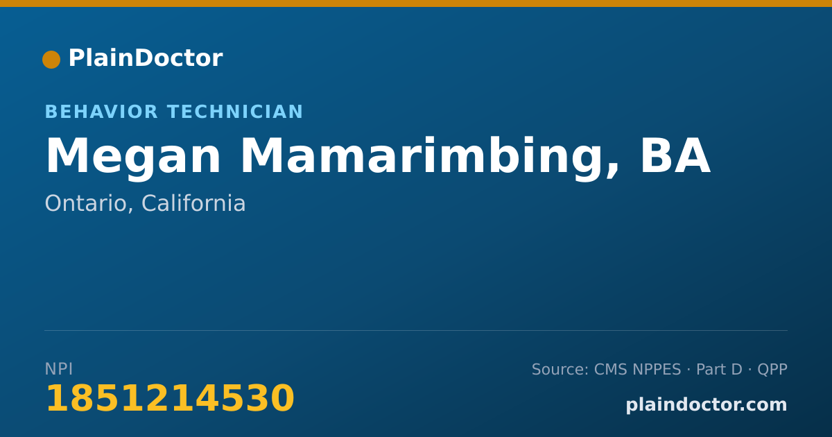 Shareable card for Megan Mamarimbing, BA - Behavior Technician, Ontario, CA