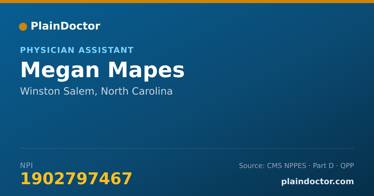 Shareable card for Megan Mapes - Physician Assistant, Winston Salem, NC