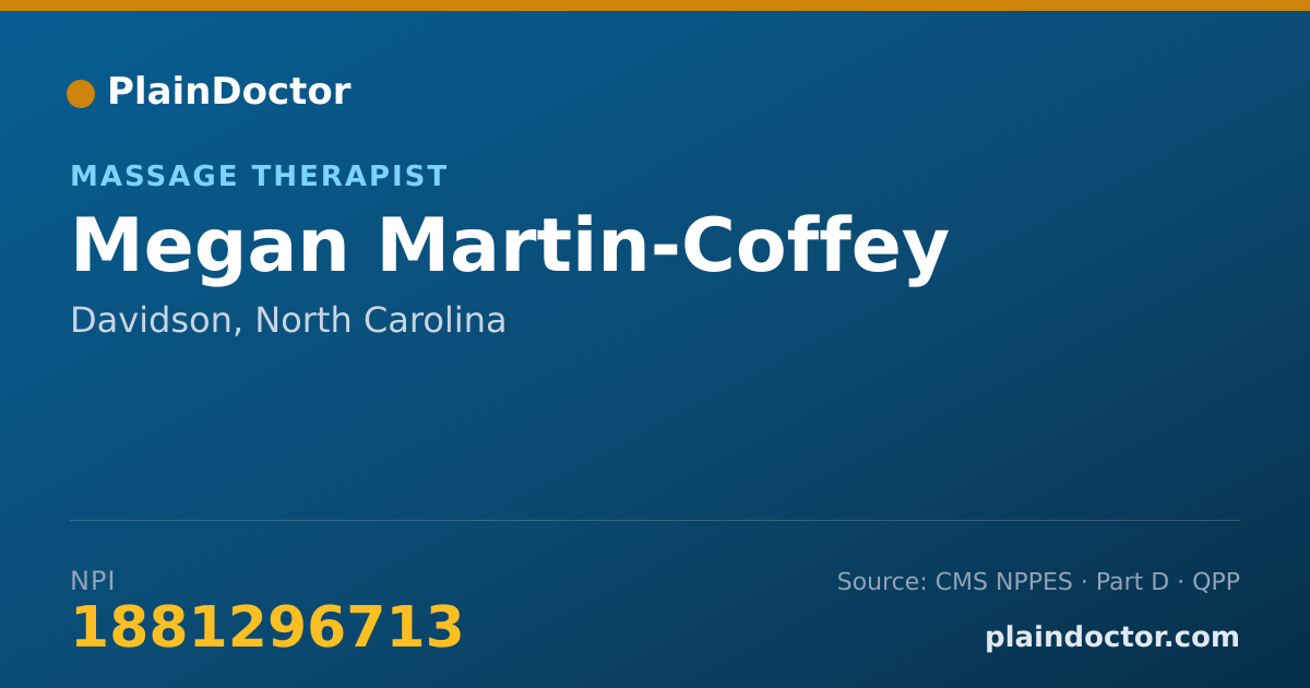 Shareable card for Megan Martin-Coffey - Massage Therapist, Davidson, NC