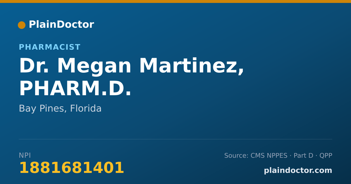 Shareable card for Megan Martinez, PHARM.D. - Pharmacist, Bay Pines, FL
