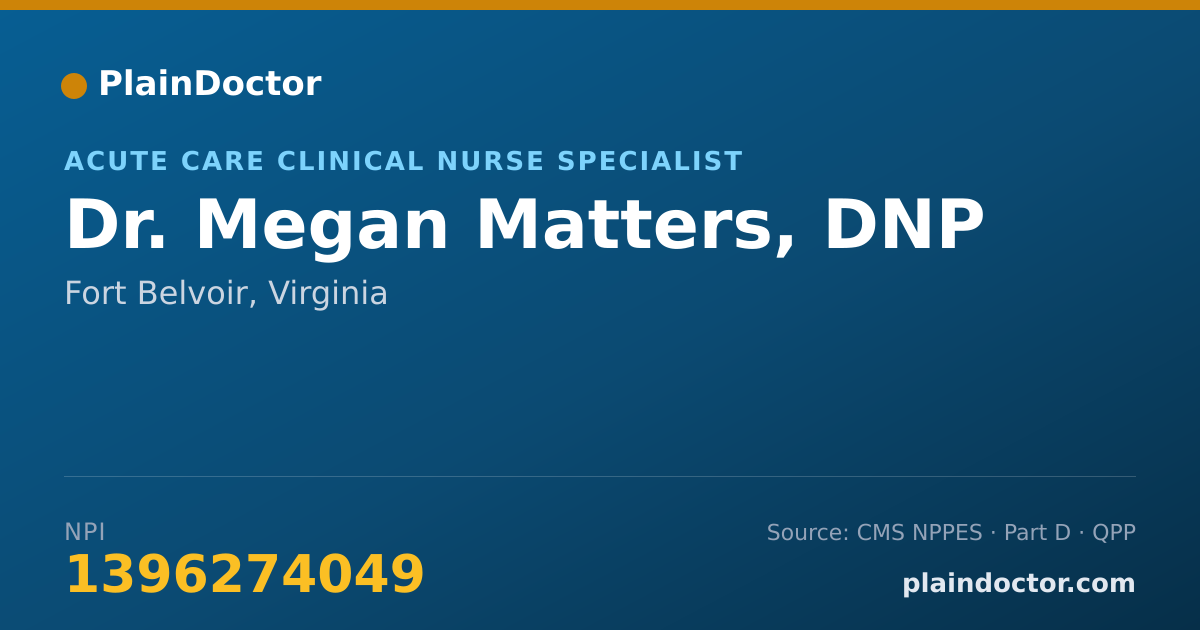 Shareable card for Megan Matters, DNP - Acute Care Clinical Nurse Specialist, Fort Belvoir, VA