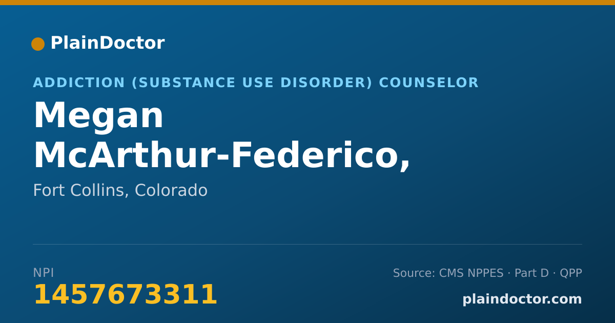 Shareable card for Megan McArthur-Federico, LPC, CACIII - Addiction (Substance Use Disorder) Counselor, Fort Collins, CO
