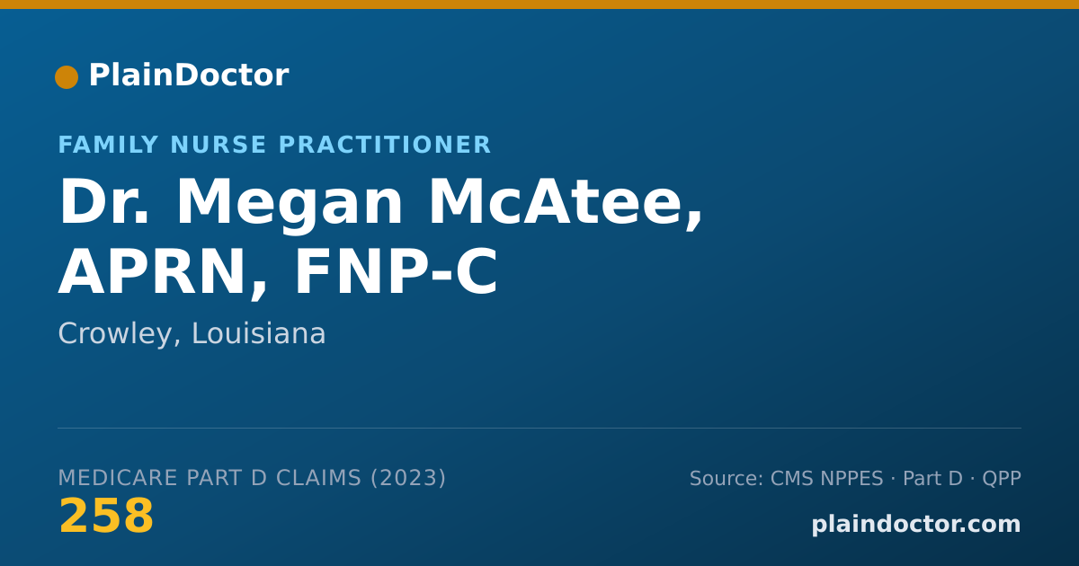 Shareable card for Megan McAtee, APRN, FNP-C - Family Nurse Practitioner, Crowley, LA