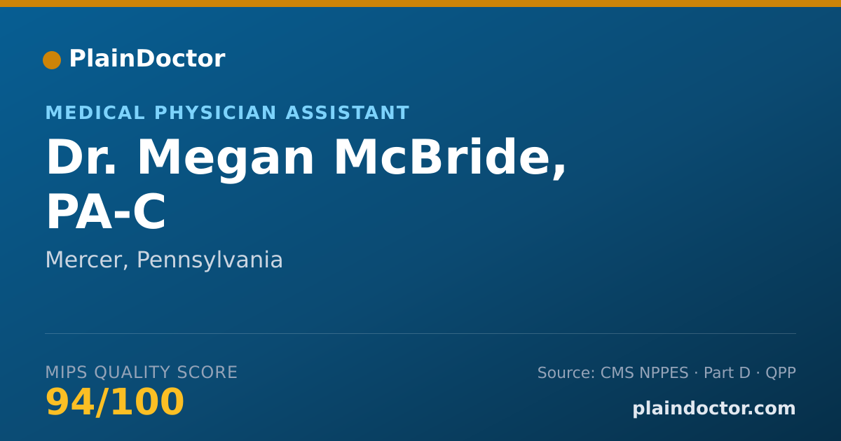 Shareable card for Megan McBride, PA-C - Medical Physician Assistant, Mercer, PA
