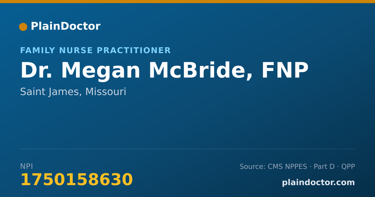 Shareable card for Megan McBride, FNP - Family Nurse Practitioner, Saint James, MO