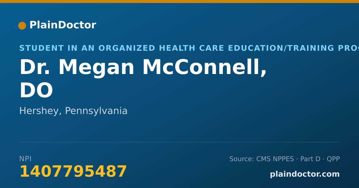 Shareable card for Megan McConnell, DO - Student in an Organized Health Care Education/Training Program, Hershey, PA