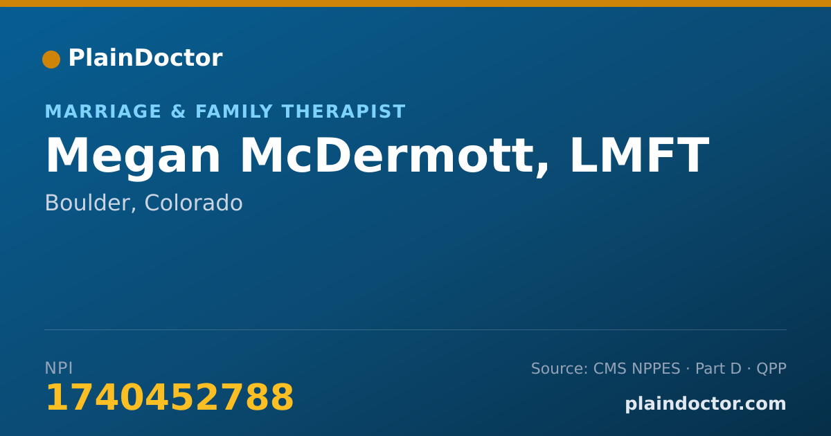 Shareable card for Megan McDermott, LMFT - Marriage & Family Therapist, Boulder, CO