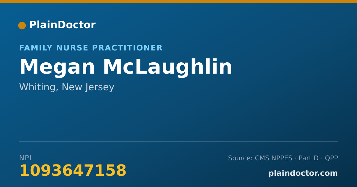 Shareable card for Megan McLaughlin - Family Nurse Practitioner, Whiting, NJ
