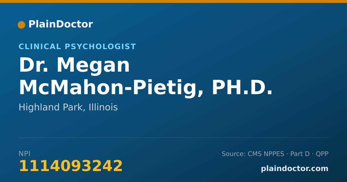 Shareable card for Megan McMahon-Pietig, PH.D. - Clinical Psychologist, Highland Park, IL