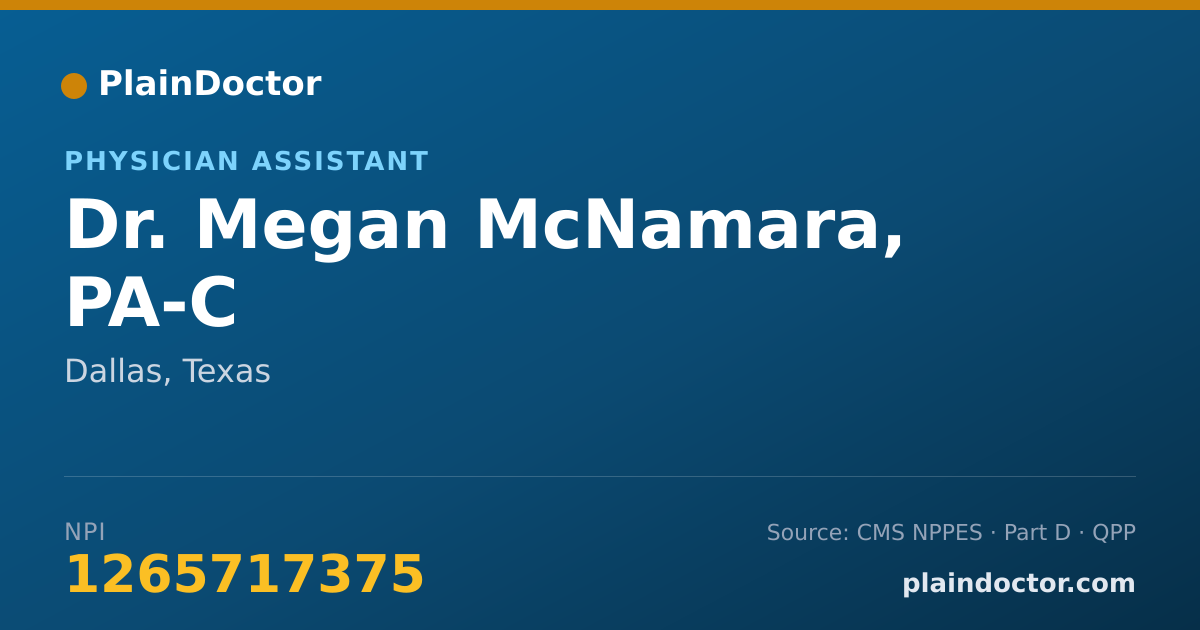 Shareable card for Megan McNamara, PA-C - Physician Assistant, Dallas, TX