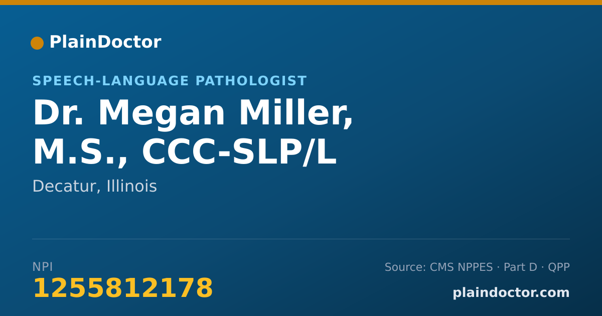 Shareable card for Megan Miller, M.S., CCC-SLP/L - Speech-Language Pathologist, Decatur, IL
