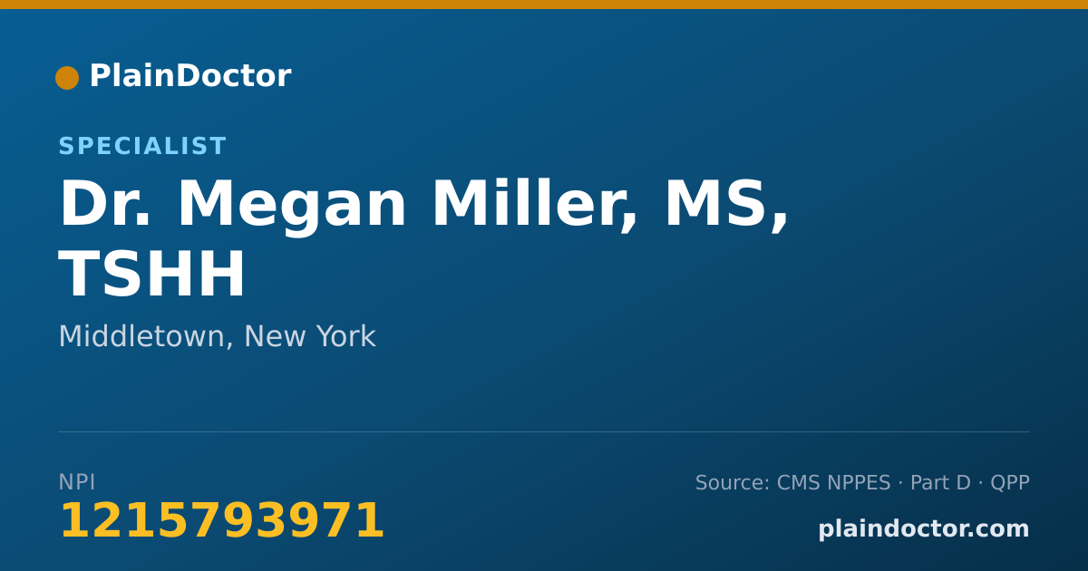 Shareable card for Megan Miller, MS, TSHH - Specialist, Middletown, NY