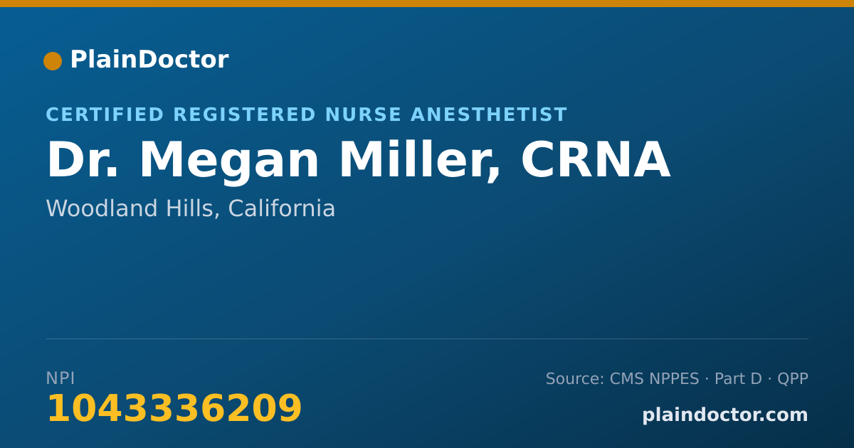 Shareable card for Megan Miller, CRNA - Certified Registered Nurse Anesthetist, Woodland Hills, CA