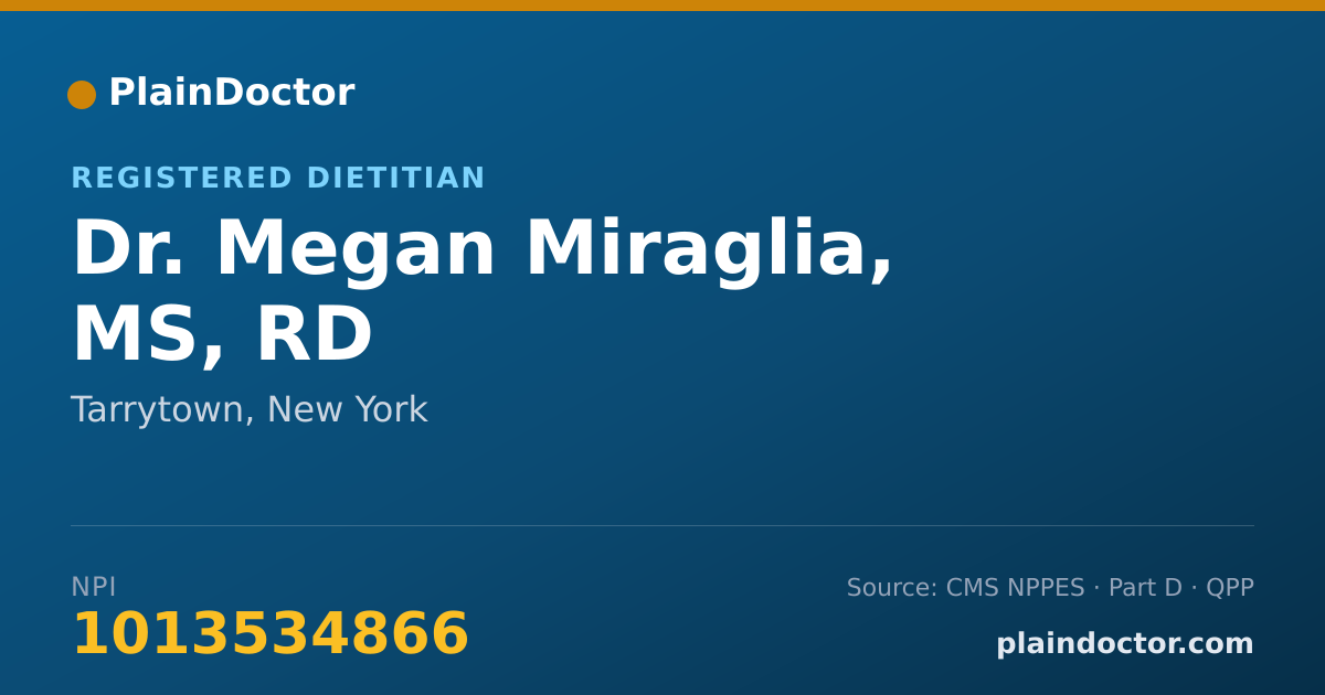 Shareable card for Megan Miraglia, MS, RD - Registered Dietitian, Tarrytown, NY