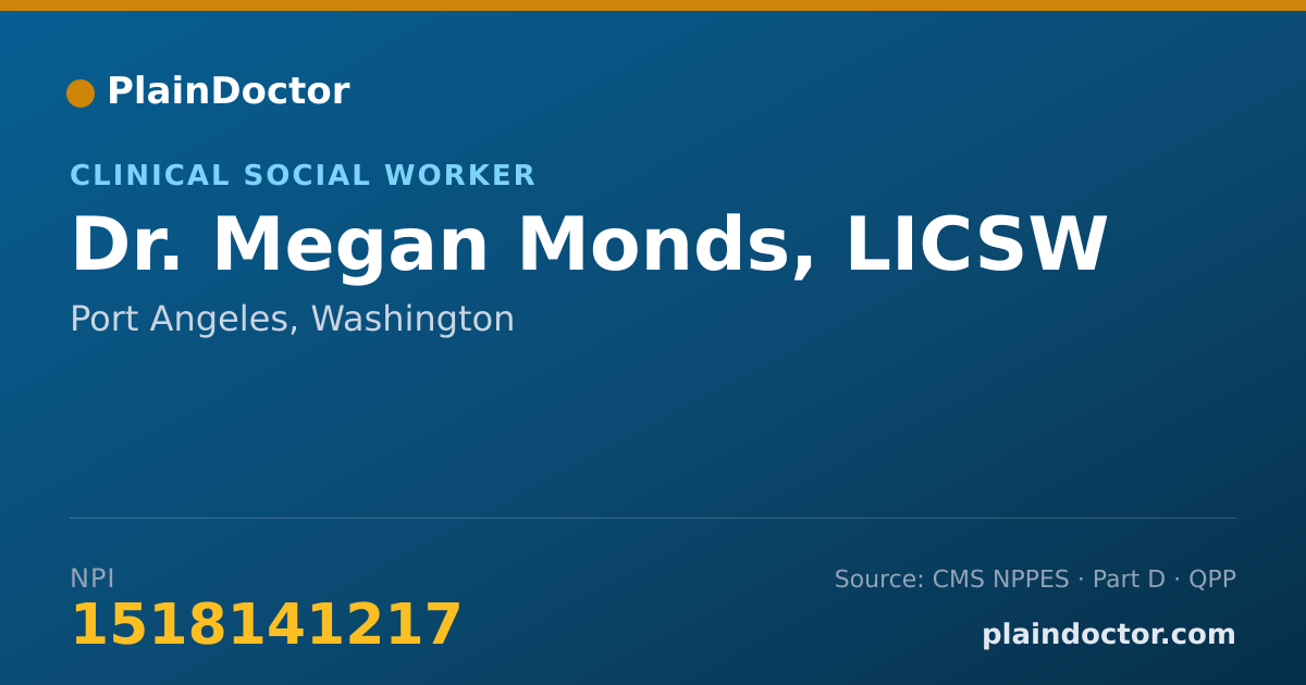 Shareable card for Megan Monds, LICSW - Clinical Social Worker, Port Angeles, WA