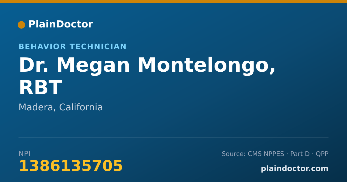 Shareable card for Megan Montelongo, RBT - Behavior Technician, Madera, CA