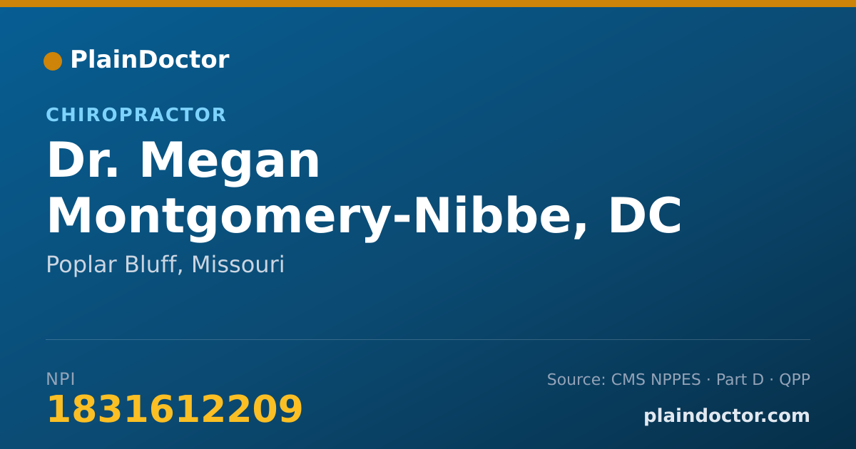 Shareable card for Megan Montgomery-Nibbe, DC - Chiropractor, Poplar Bluff, MO