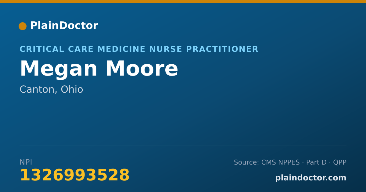 Shareable card for Megan Moore - Critical Care Medicine Nurse Practitioner, Canton, OH