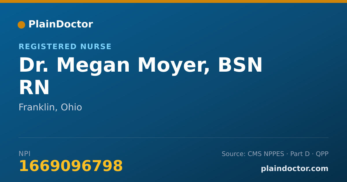 Shareable card for Megan Moyer, BSN RN - Registered Nurse, Franklin, OH