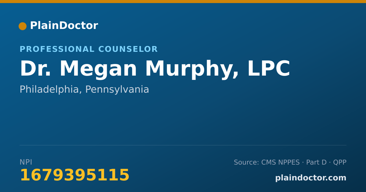 Shareable card for Megan Murphy, LPC - Professional Counselor, Philadelphia, PA