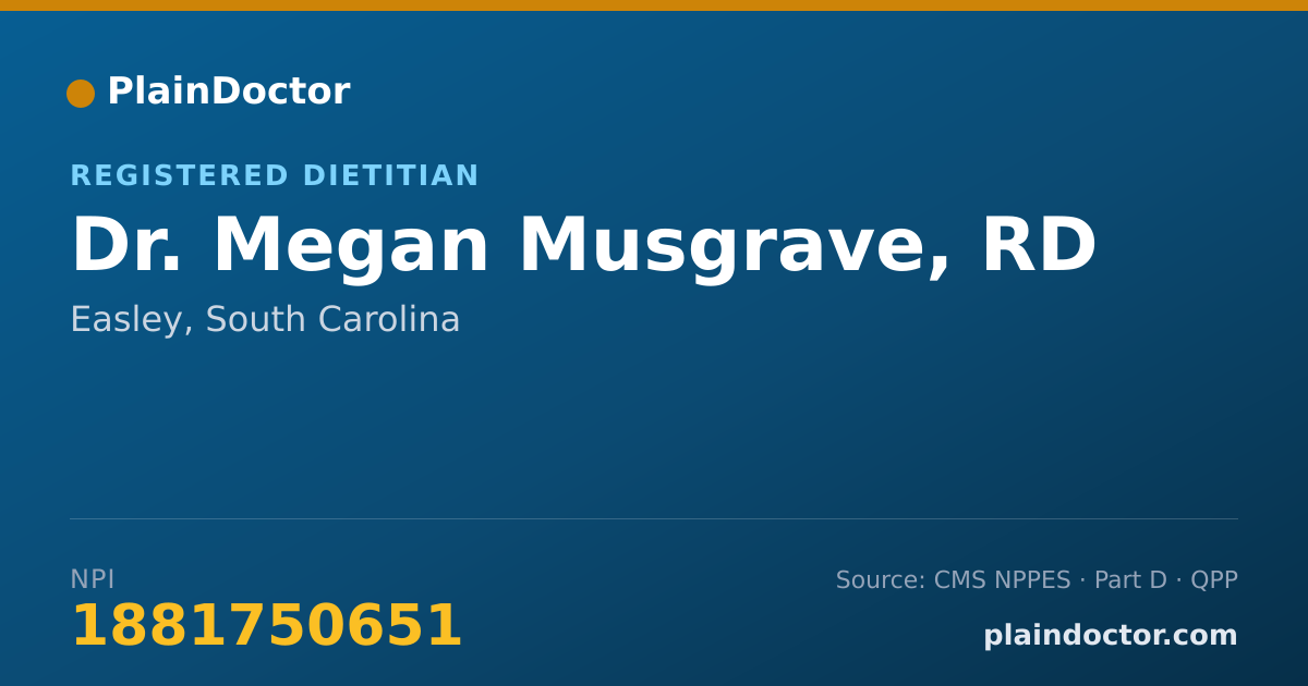 Shareable card for Megan Musgrave, RD - Registered Dietitian, Easley, SC