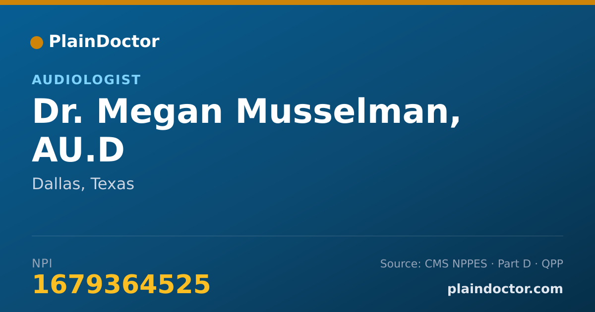 Shareable card for Megan Musselman, AU.D - Audiologist, Dallas, TX