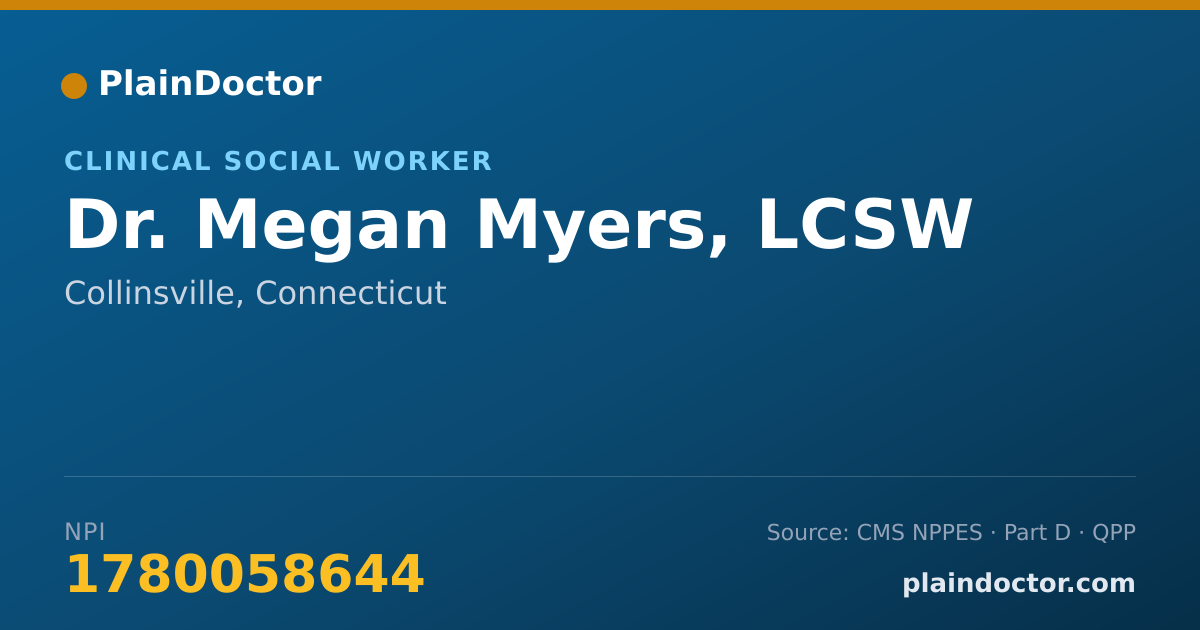 Shareable card for Megan Myers, LCSW - Clinical Social Worker, Collinsville, CT