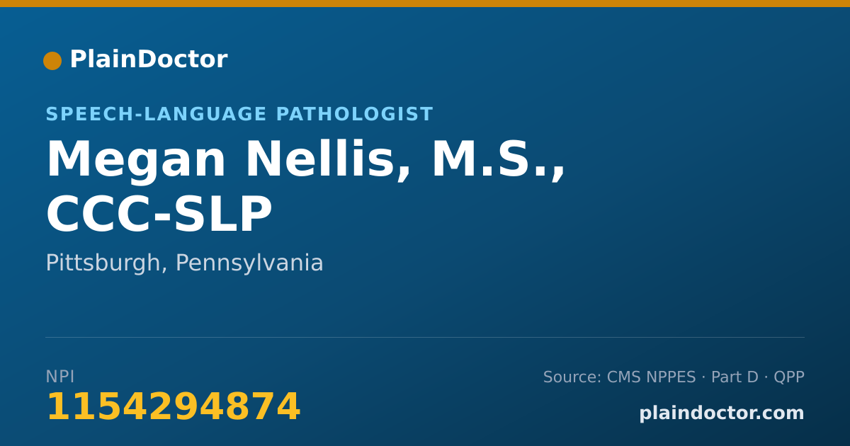 Shareable card for Megan Nellis, M.S., CCC-SLP - Speech-Language Pathologist, Pittsburgh, PA