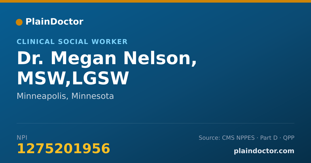 Shareable card for Megan Nelson, MSW,LGSW - Clinical Social Worker, Minneapolis, MN