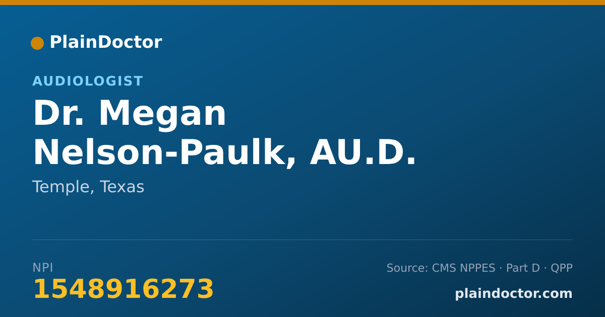 Shareable card for Megan Nelson-Paulk, AU.D. - Audiologist, Temple, TX