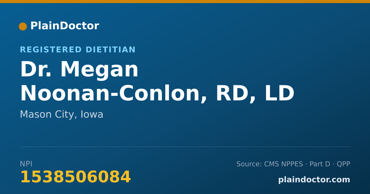Shareable card for Megan Noonan-Conlon, RD, LD - Registered Dietitian, Mason City, IA