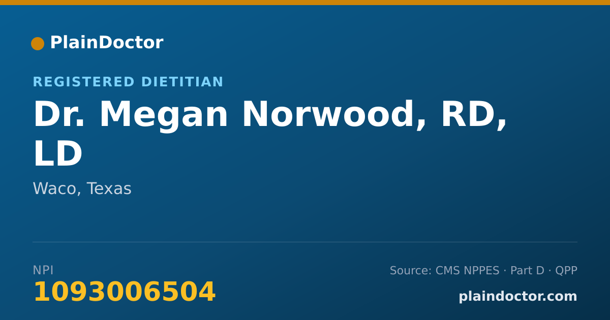 Shareable card for Megan Norwood, RD, LD - Registered Dietitian, Waco, TX