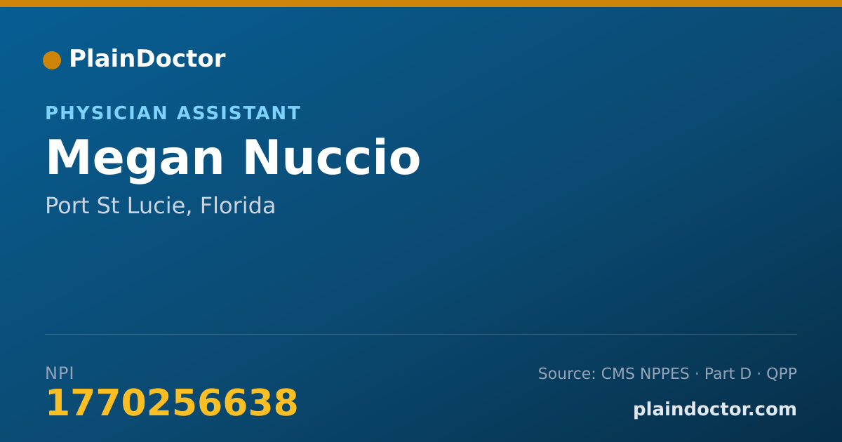 Shareable card for Megan Nuccio - Physician Assistant, Port St Lucie, FL