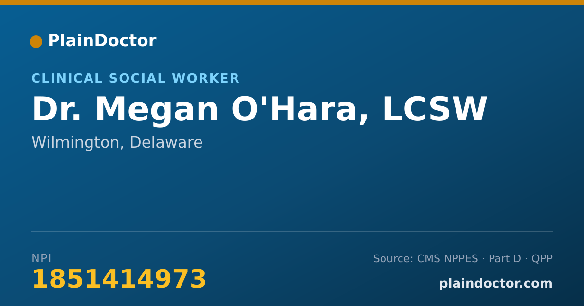 Shareable card for Megan O'Hara, LCSW - Clinical Social Worker, Wilmington, DE