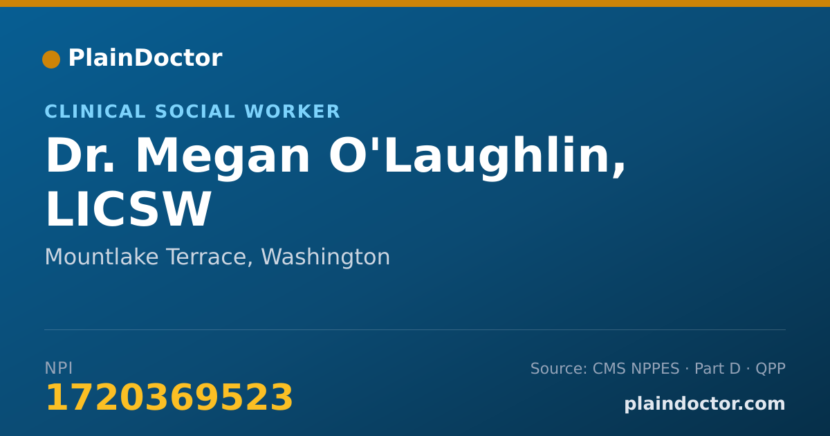 Shareable card for Megan O'Laughlin, LICSW - Clinical Social Worker, Mountlake Terrace, WA