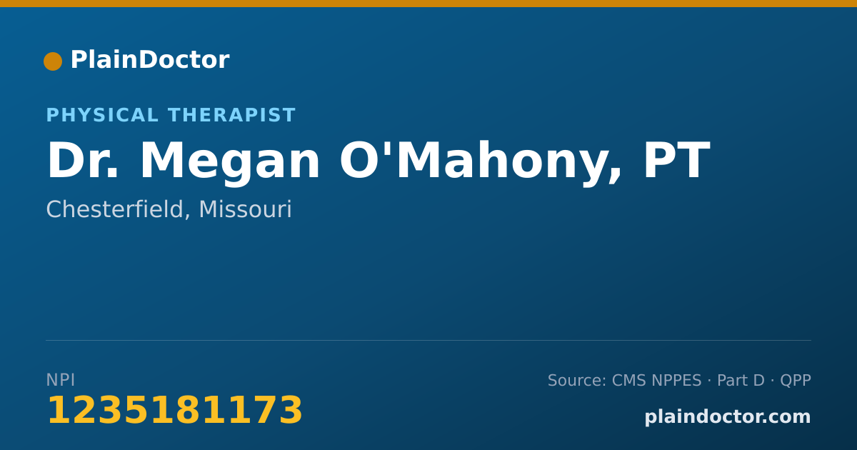 Shareable card for Megan O'Mahony, PT - Physical Therapist, Chesterfield, MO