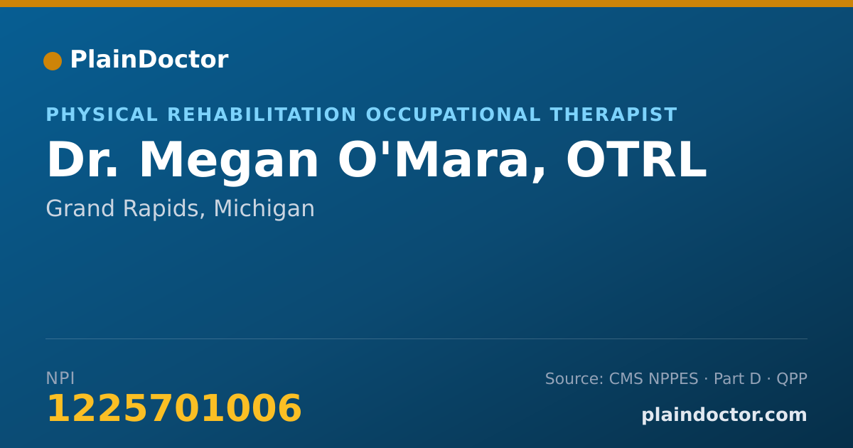 Shareable card for Megan O'Mara, OTRL - Physical Rehabilitation Occupational Therapist, Grand Rapids, MI
