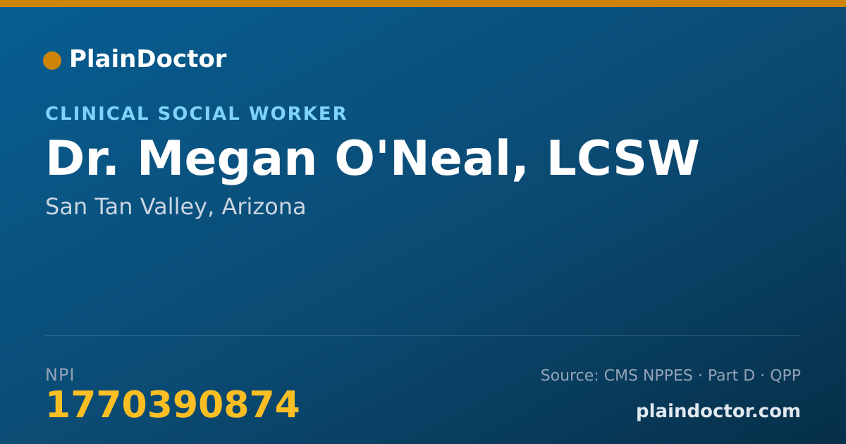 Shareable card for Megan O'Neal, LCSW - Clinical Social Worker, San Tan Valley, AZ