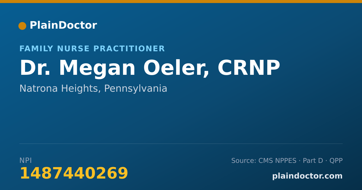 Shareable card for Megan Oeler, CRNP - Family Nurse Practitioner, Natrona Heights, PA