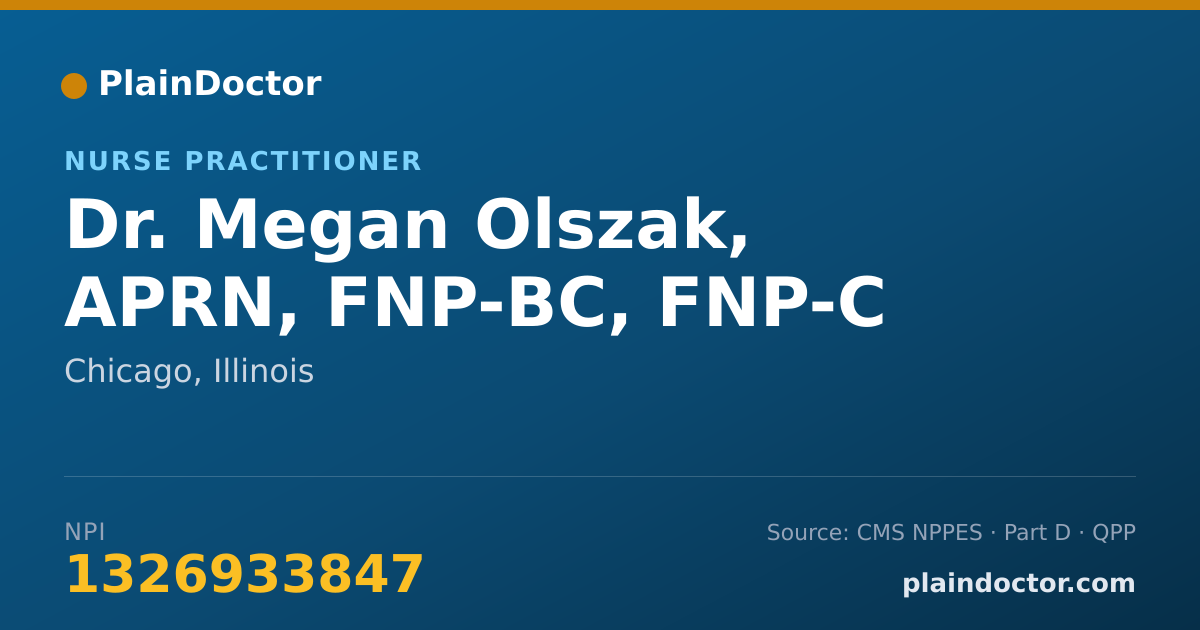 Shareable card for Megan Olszak, APRN, FNP-BC, FNP-C - Nurse Practitioner, Chicago, IL