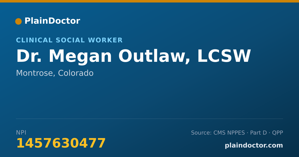 Shareable card for Megan Outlaw, LCSW - Clinical Social Worker, Montrose, CO
