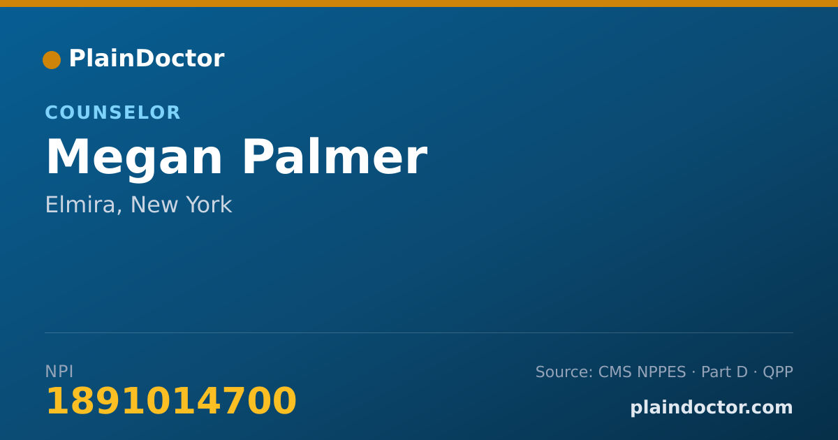 Shareable card for Megan Palmer - Counselor, Elmira, NY
