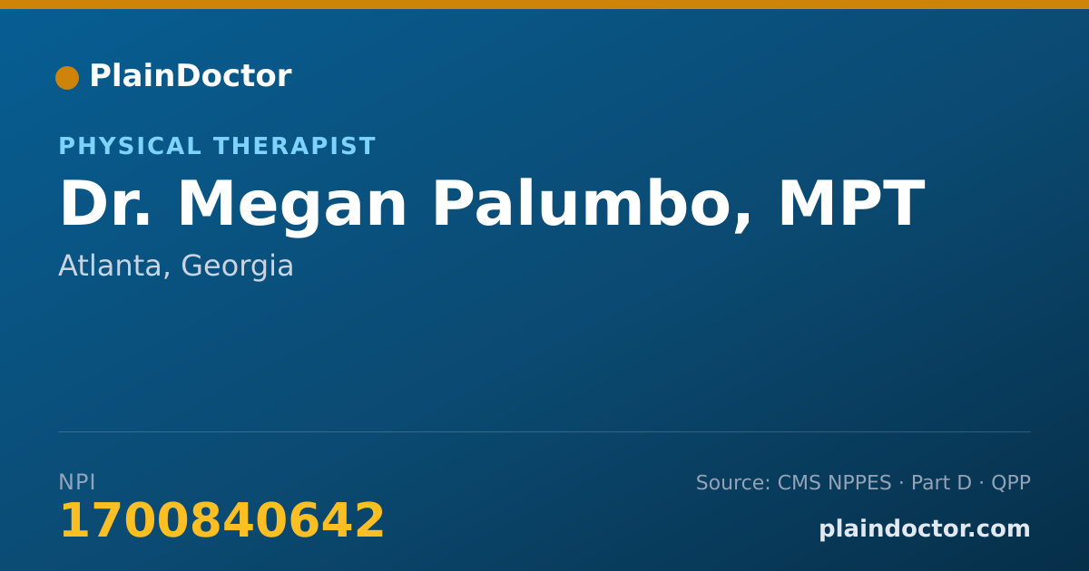 Shareable card for Megan Palumbo, MPT - Physical Therapist, Atlanta, GA