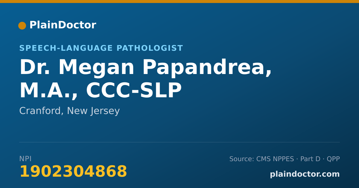 Shareable card for Megan Papandrea, M.A., CCC-SLP - Speech-Language Pathologist, Cranford, NJ