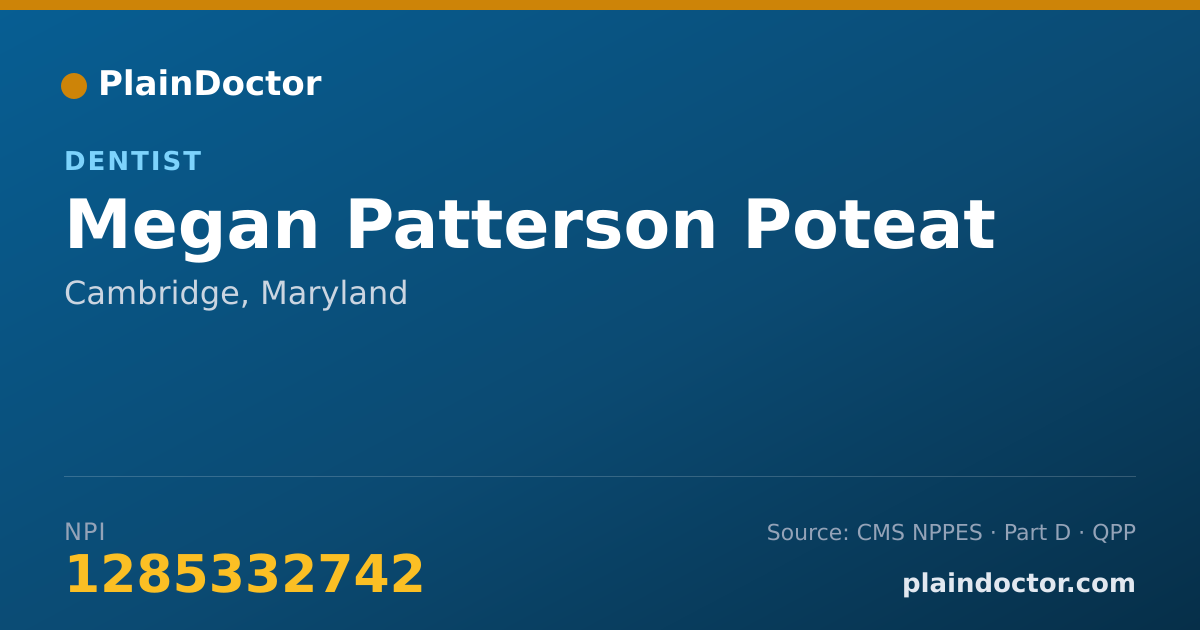 Shareable card for Megan Patterson Poteat - Dentist, Cambridge, MD