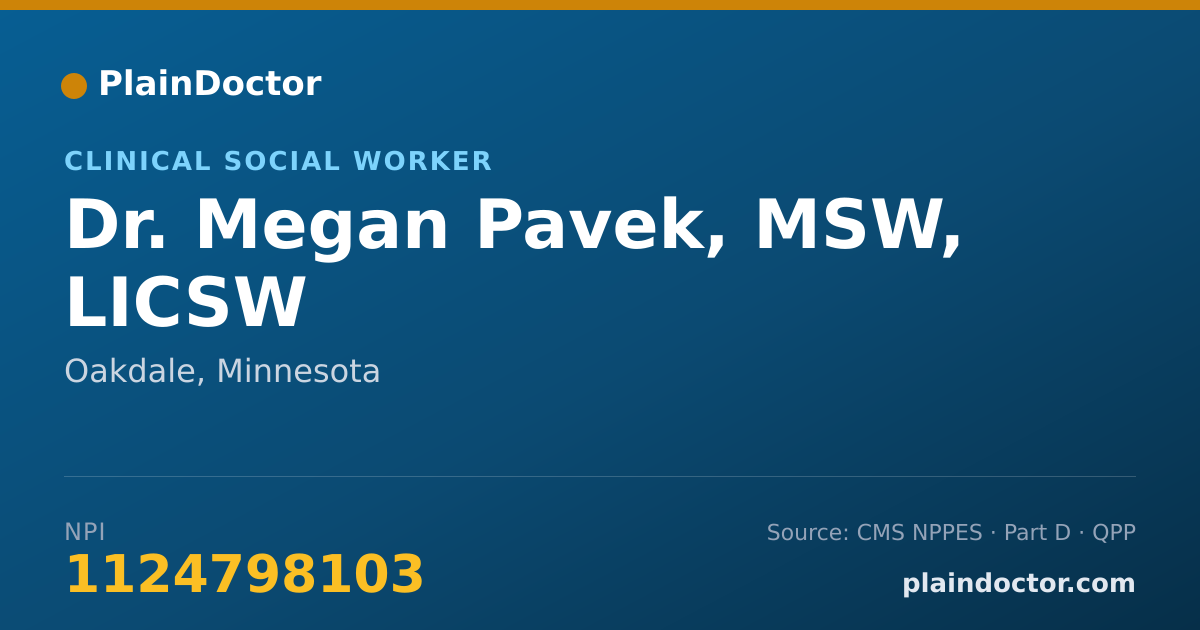Shareable card for Megan Pavek, MSW, LICSW - Clinical Social Worker, Oakdale, MN