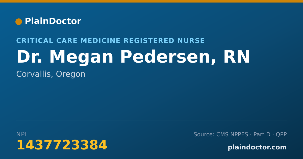 Shareable card for Megan Pedersen, RN - Critical Care Medicine Registered Nurse, Corvallis, OR